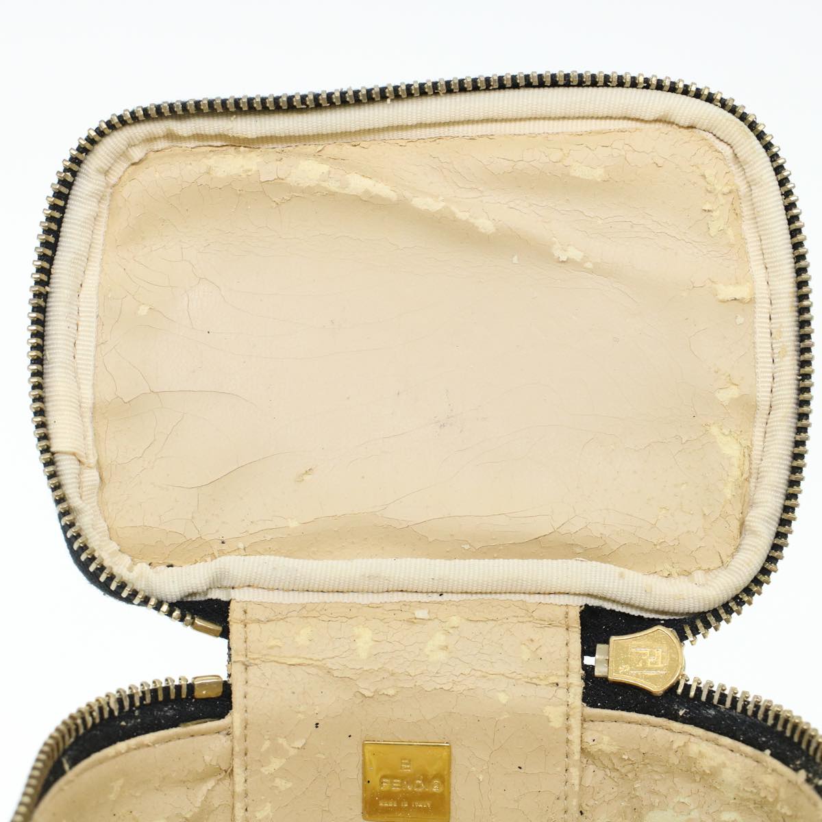 FENDI Zucca Canvas Vanity Cosmetic Pouch Black Brown yk6874B