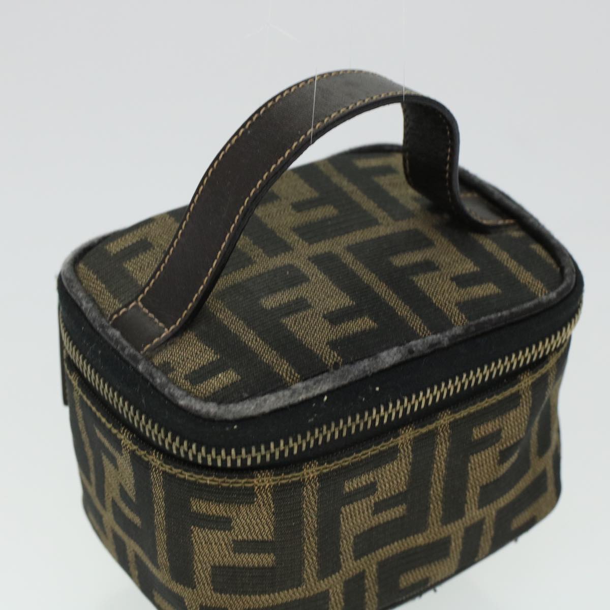 FENDI Zucca Canvas Vanity Cosmetic Pouch Black Brown yk6874B