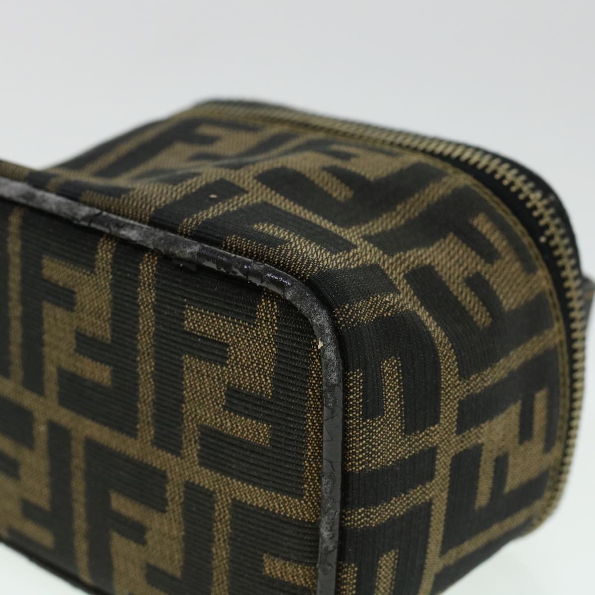 FENDI Zucca Canvas Vanity Cosmetic Pouch Black Brown yk6874B