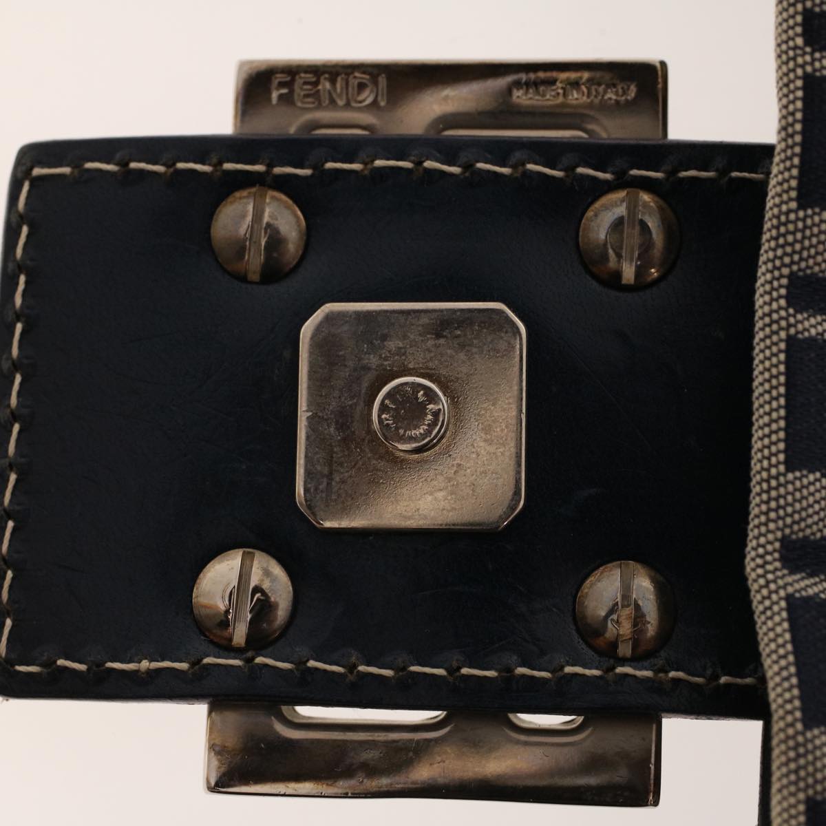 FENDI Zucca Canvas Mamma Baguette Shoulder Bag Navy 222826424018 yk6884B