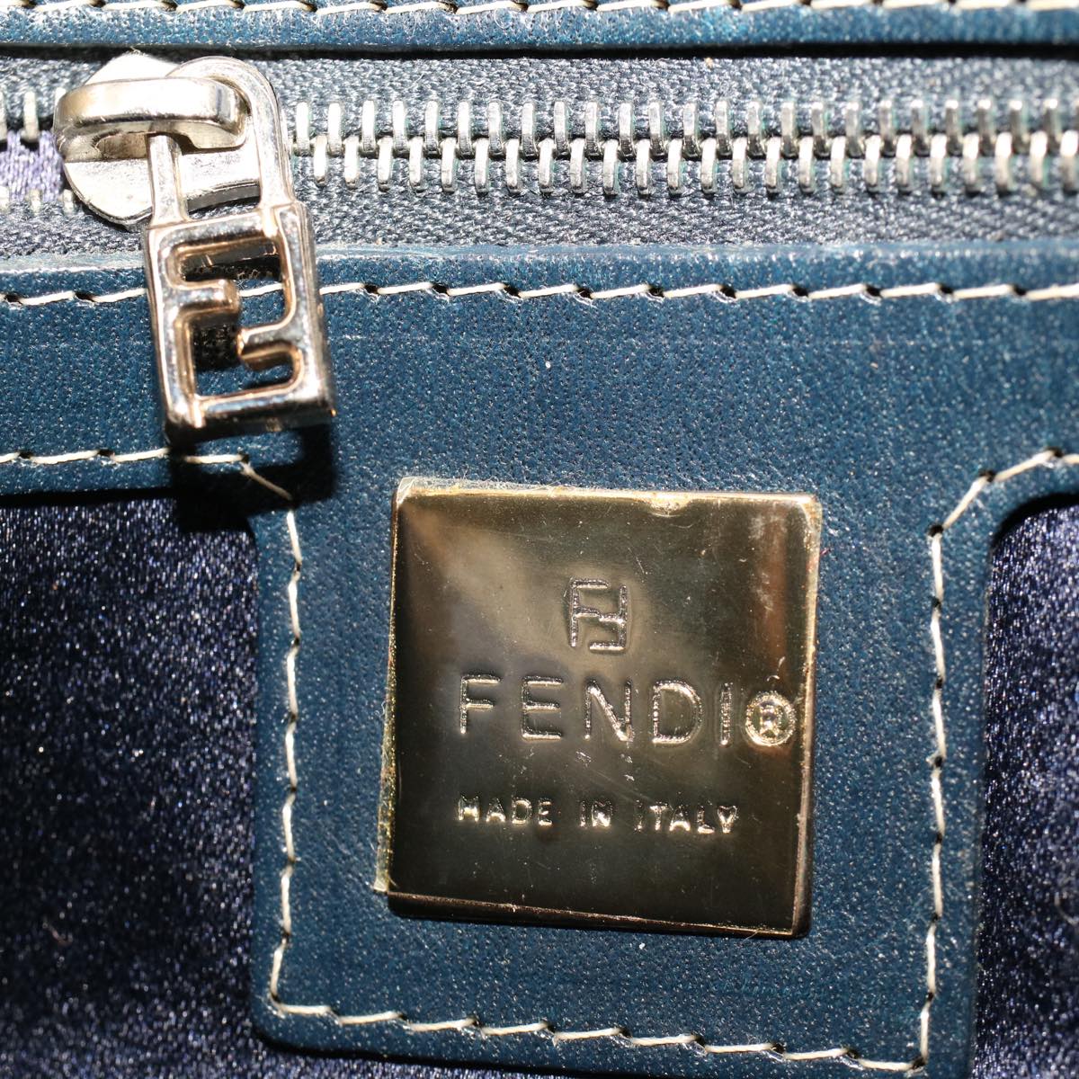 FENDI Zucca Canvas Mamma Baguette Shoulder Bag Navy 222826424018 yk6884B