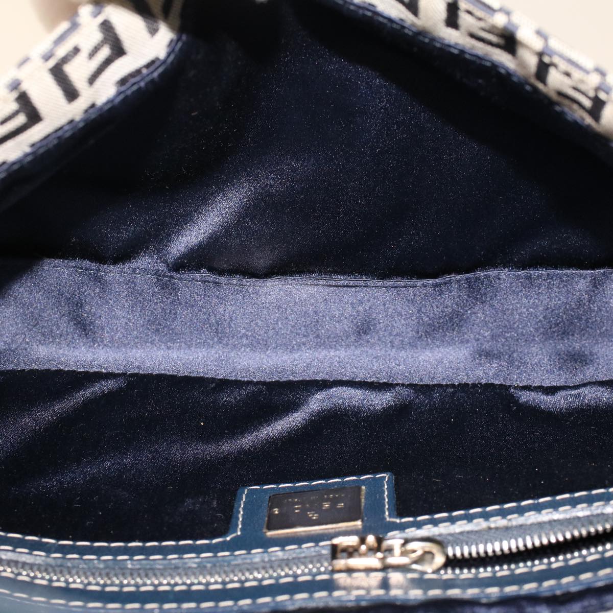 FENDI Zucca Canvas Mamma Baguette Shoulder Bag Navy 222826424018 yk6884B