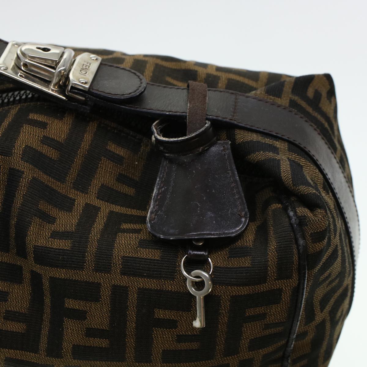 FENDI Zucca Canvas Hand Bag Black Brown yk6888B