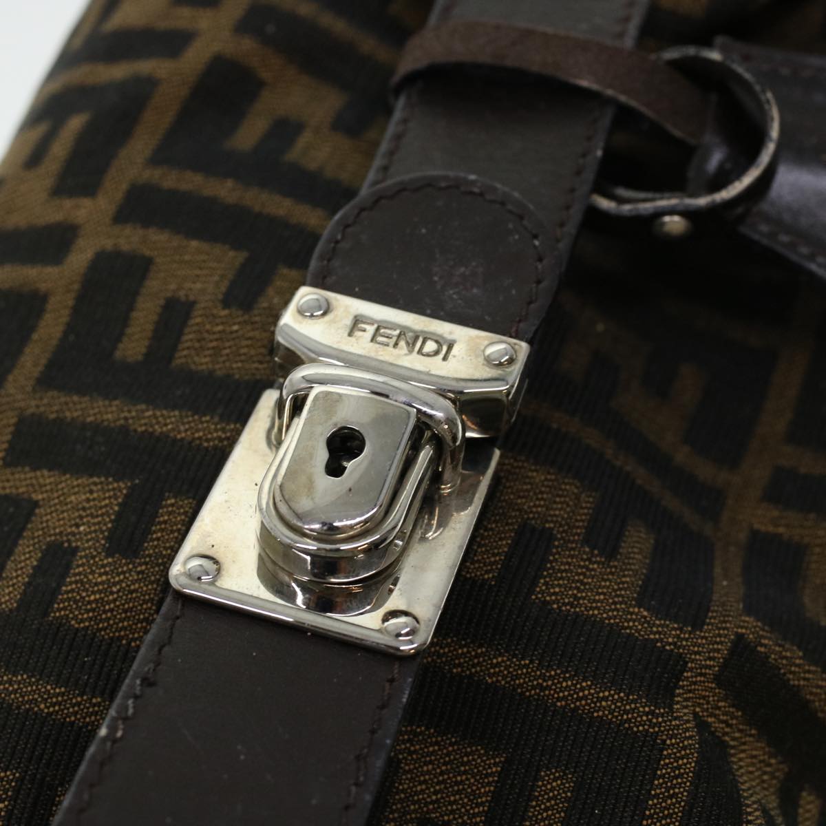 FENDI Zucca Canvas Hand Bag Black Brown yk6888B