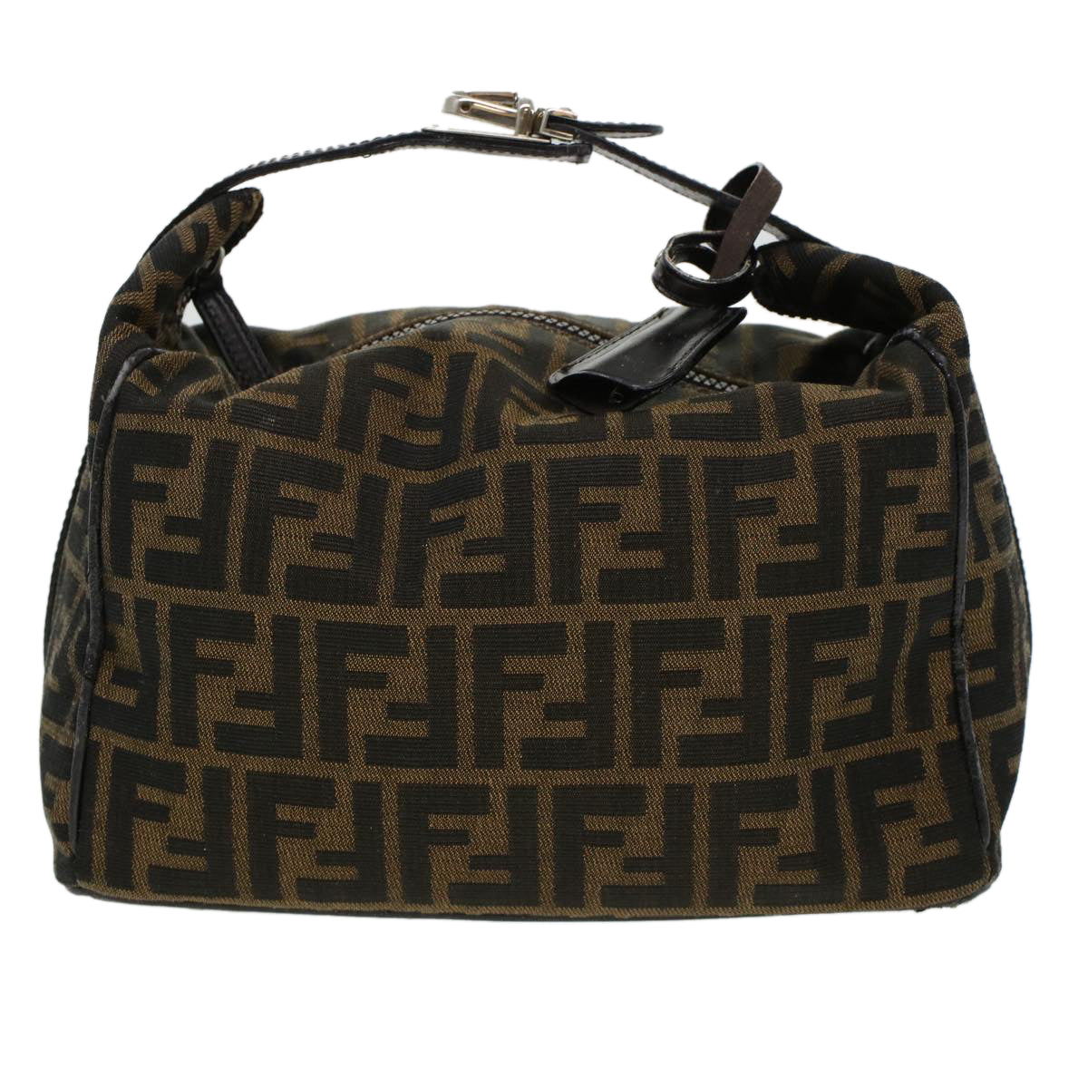 FENDI Zucca Canvas Hand Bag Black Brown yk6888B