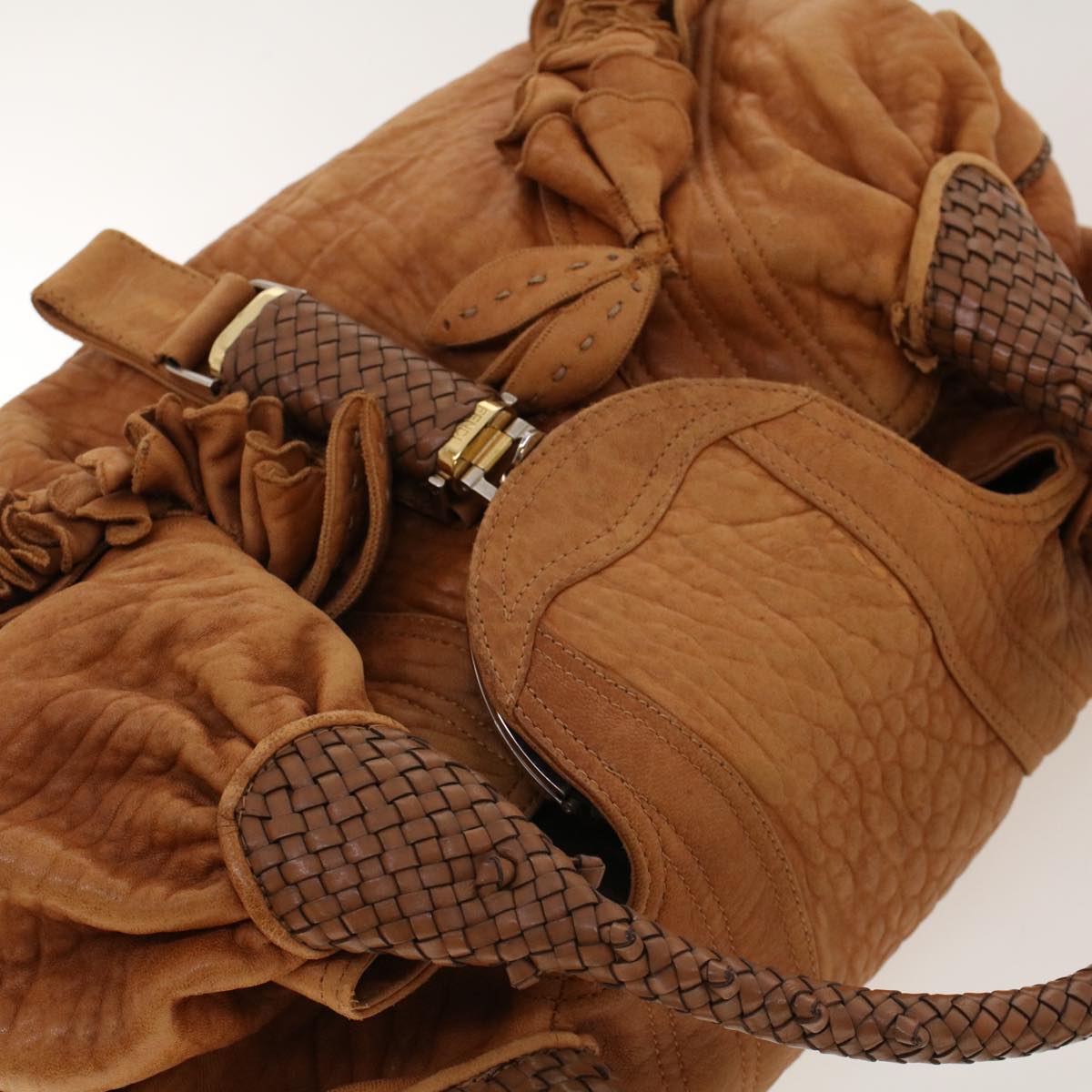 FENDI Spy Bag Hand Bag Leather Brown 2305/8BR511/UN2/068 yk6891B