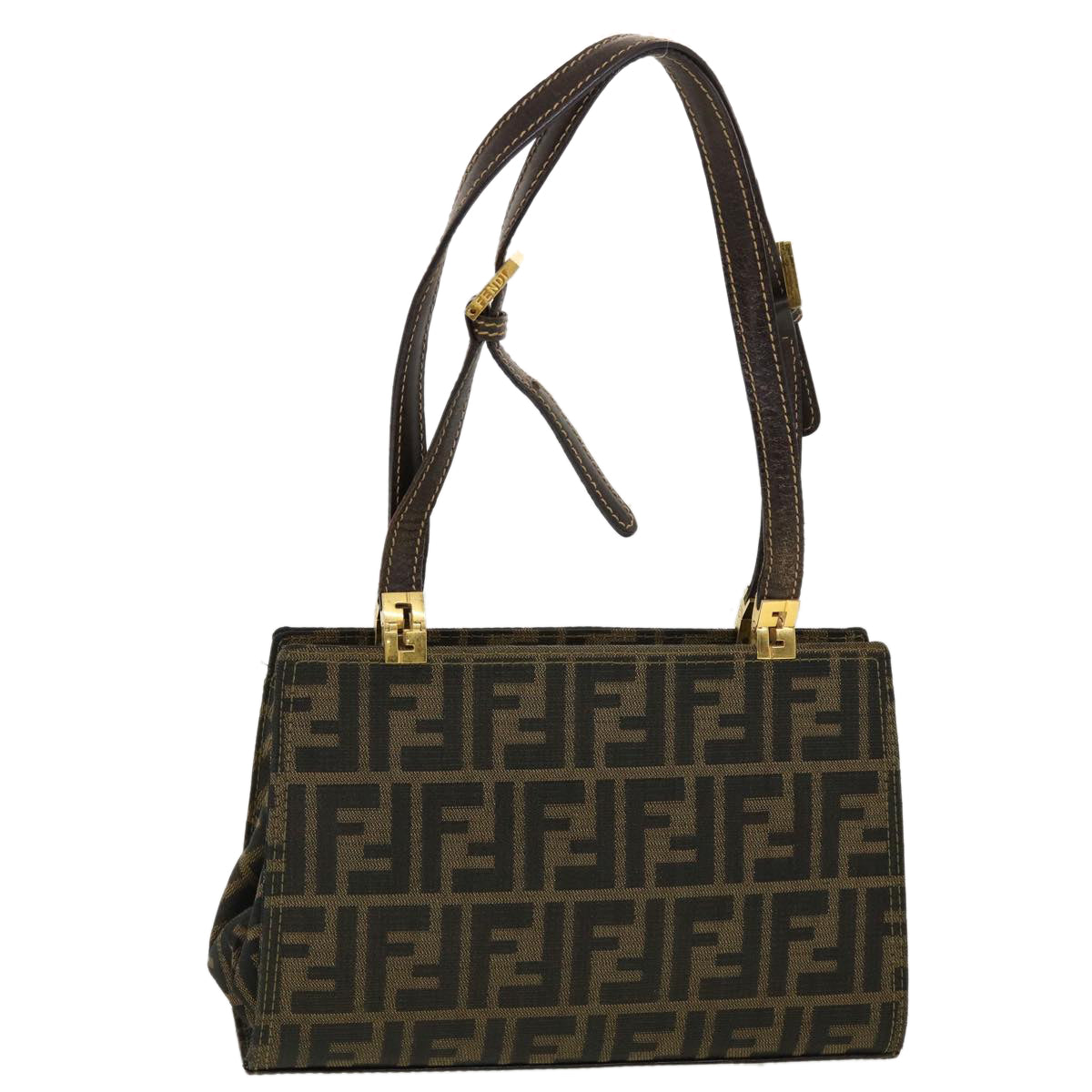 FENDI Zucca Canvas Gamaguchi Shoulder Bag Black Brown 83153430981 yk6898B