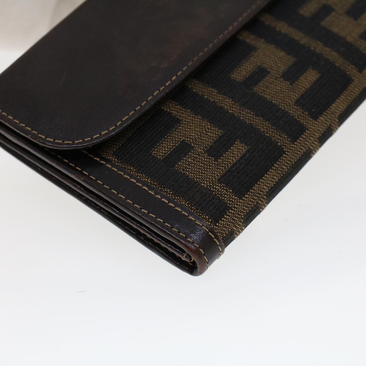 FENDI Zucca Canvas Long Wallet Black Brown 2277-30806-079 yk6910B