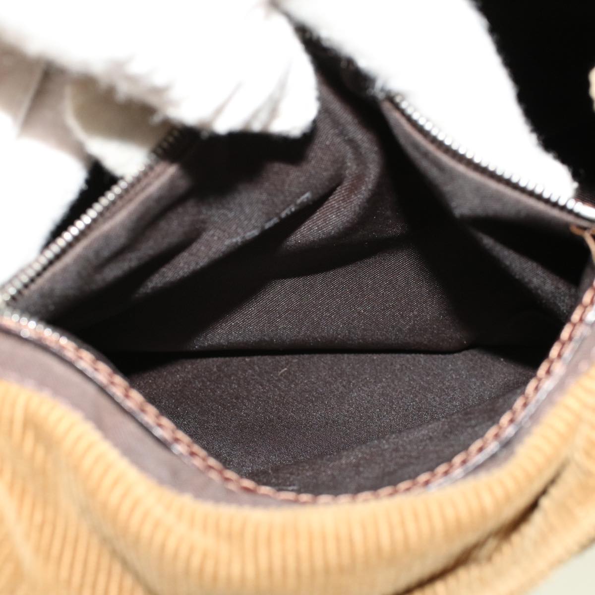 FENDI Shoulder Bag Corduroy Brown yk6963