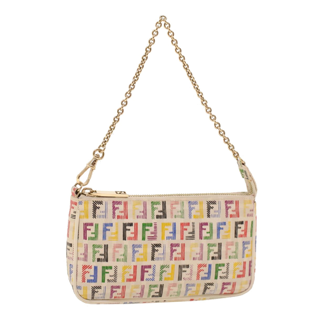 FENDI Zucchino Canvas Chain Accessory Pouch Multicolor yk6972