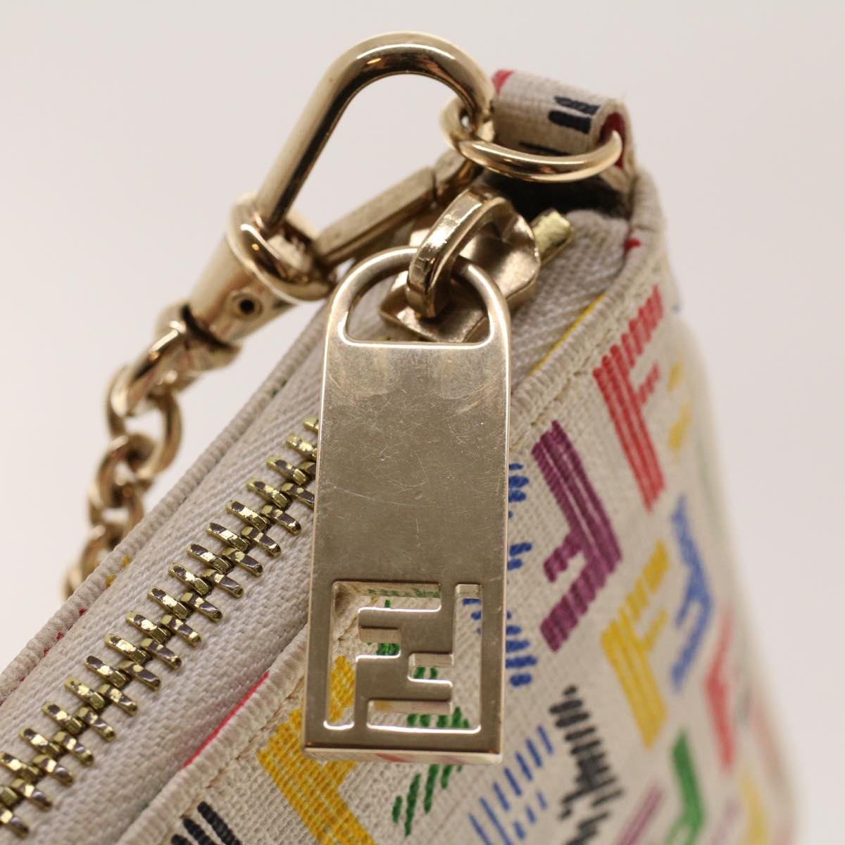 FENDI Zucchino Canvas Chain Accessory Pouch Multicolor yk6972
