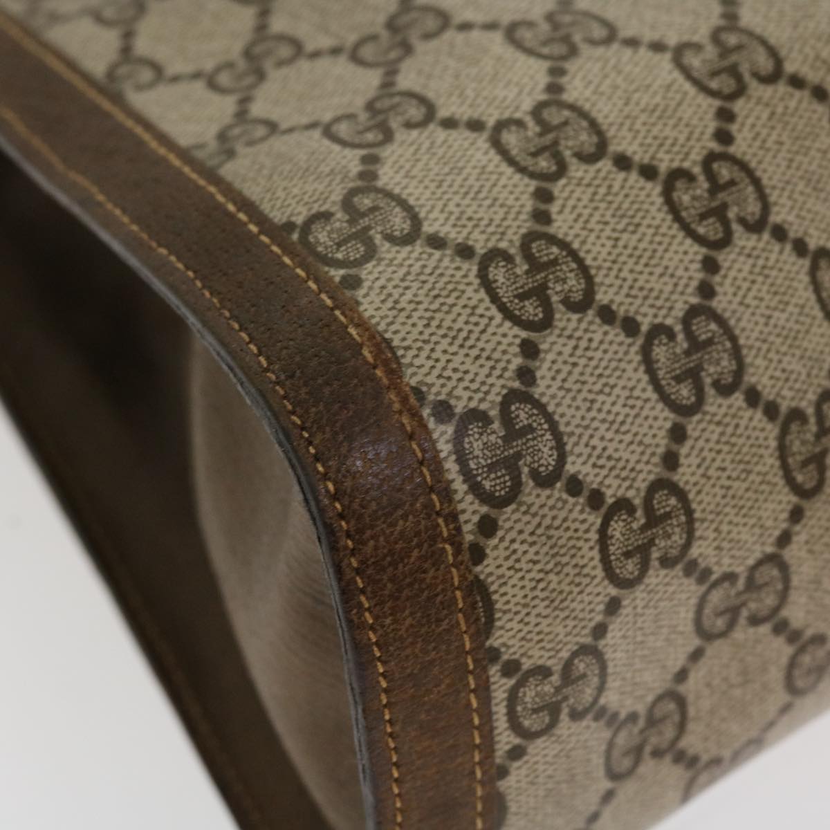 GUCCI GG Canvas Hand Bag PVC Leather Beige yk7052B