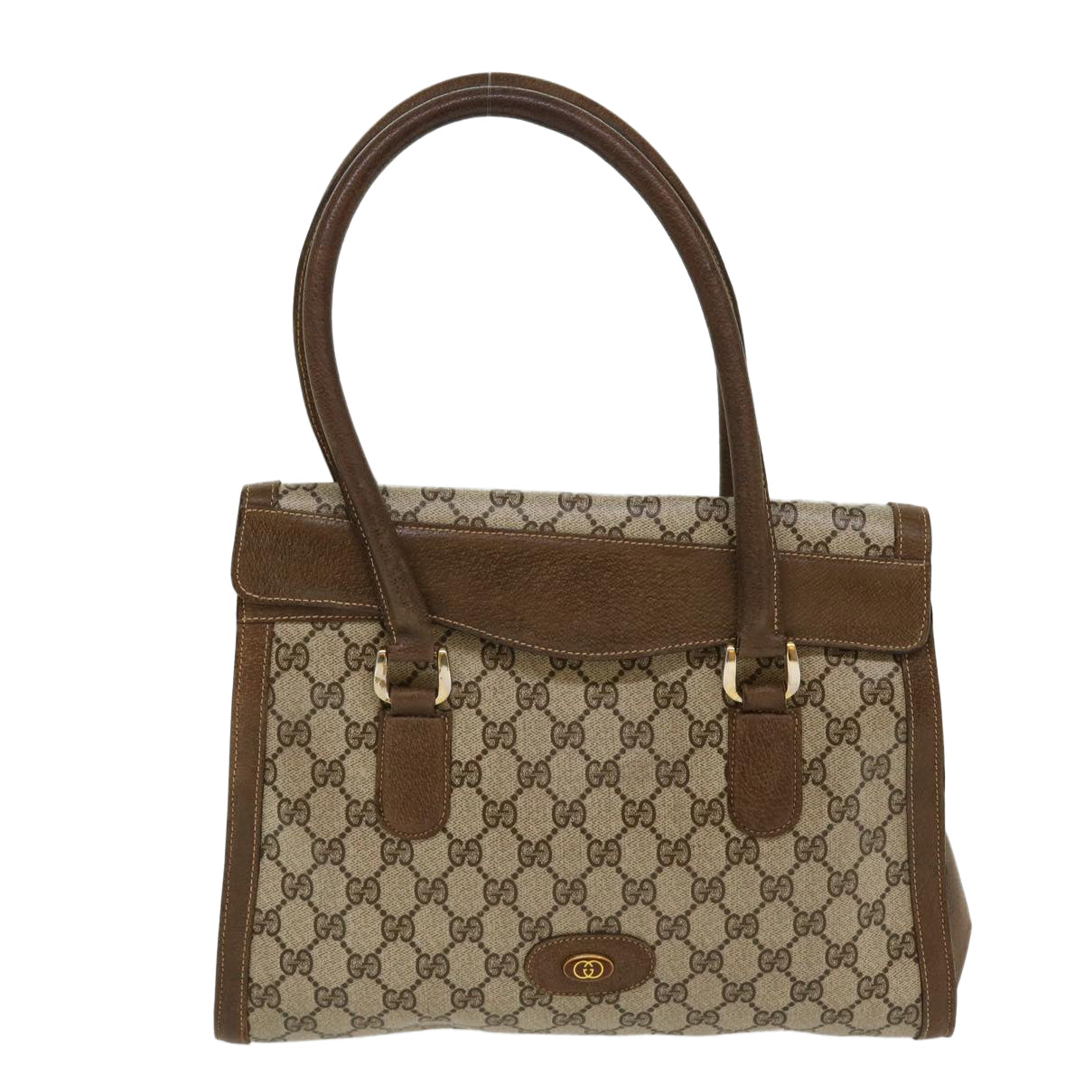 GUCCI GG Canvas Hand Bag PVC Leather Beige yk7052B