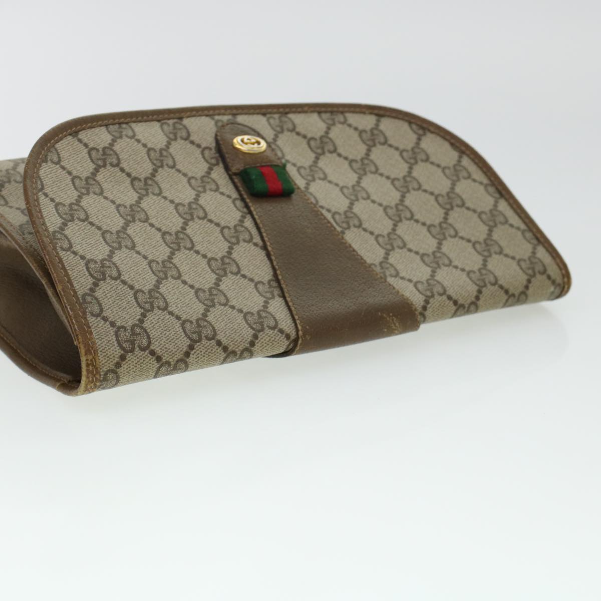 GUCCI GG Canvas Web Sherry Line Clutch Bag Beige Red 89.01.030 yk7078B