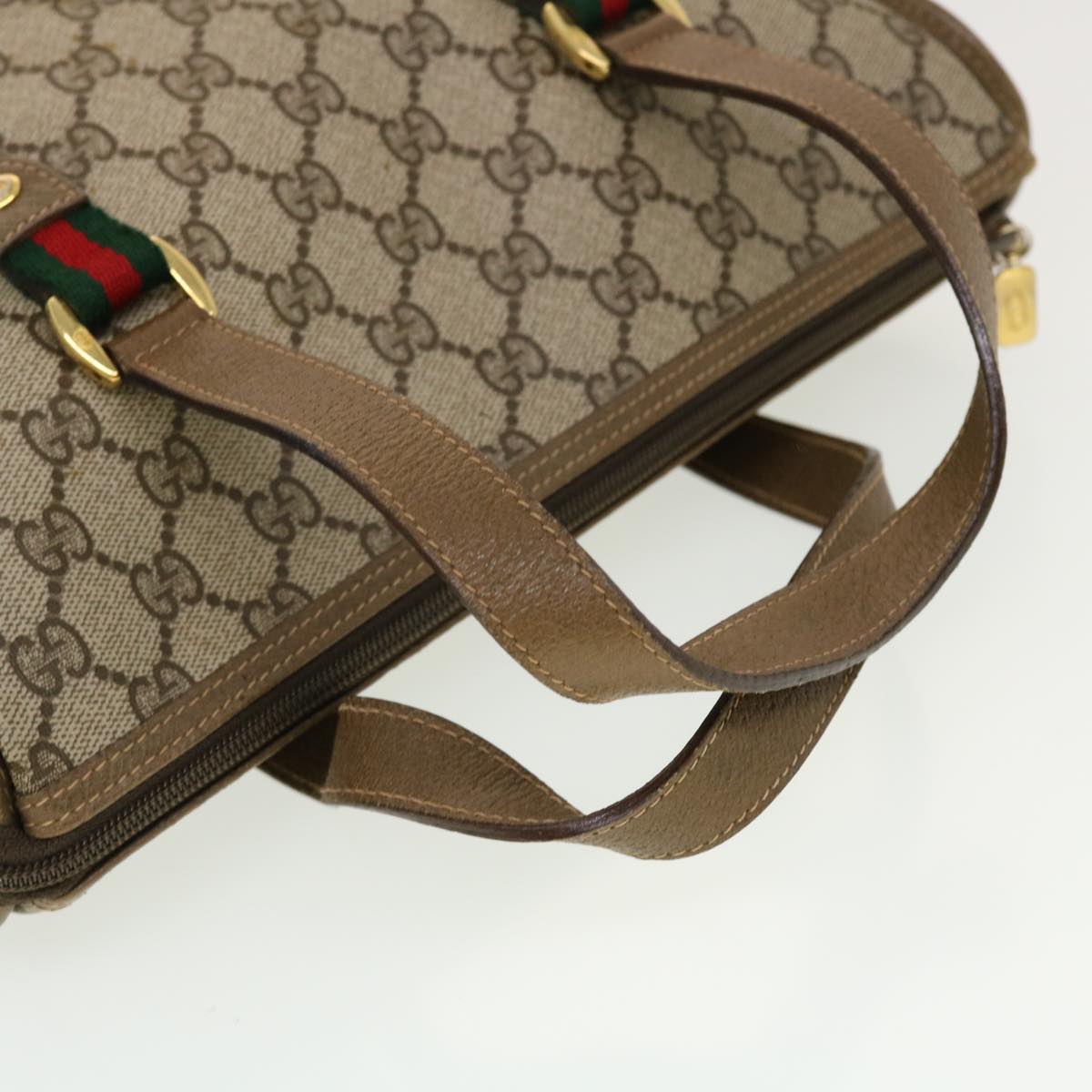 GUCCI GG Canvas Web Sherry Line Hand Bag 2way Beige Red 41.02.039 yk7111