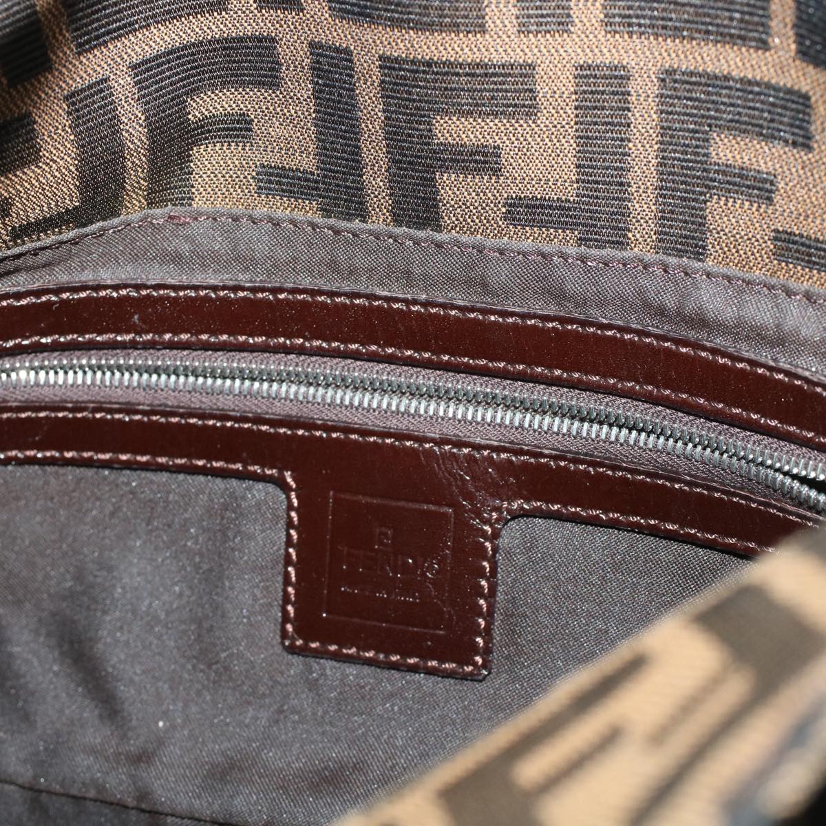 FENDI Zucca Canvas Mamma Baguette Shoulder Bag Brown 2321 26725 008 yk7143