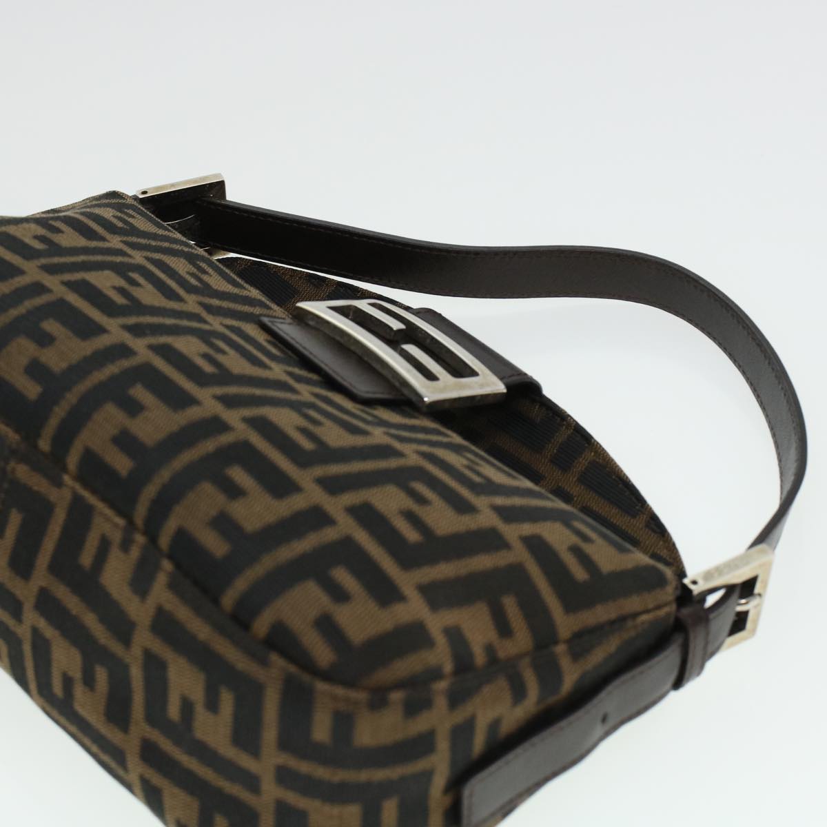 FENDI Zucca Canvas Mamma Baguette Shoulder Bag Brown 2321 26725 008 yk7143