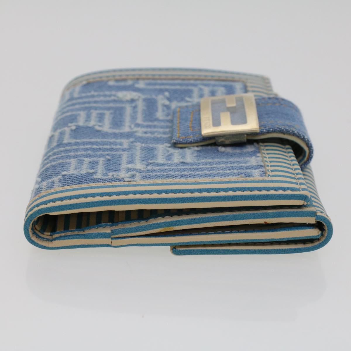 FENDI Zucca Canvas Wallet Denim Blue yk7166