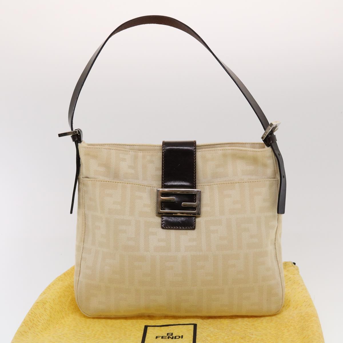 FENDI Zucca Canvas Mamma Baguette Shoulder Bag Beige yk7171