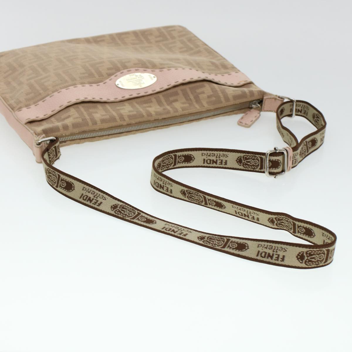 FENDI Zucca Canvas Celeria Shoulder Bag Beige yk7228