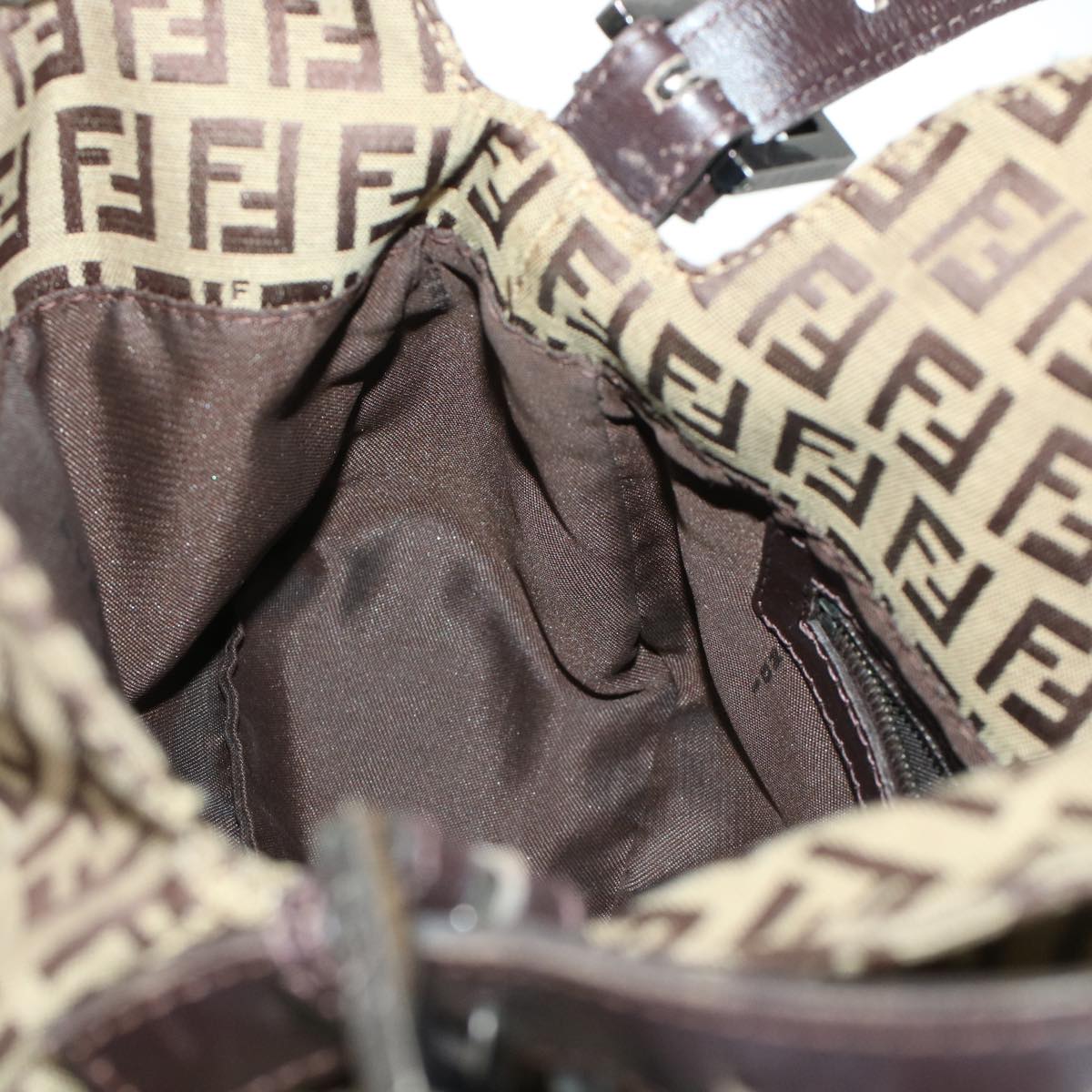 FENDI Zucchino Canvas Mamma Baguette Shoulder Bag Beige yk7232