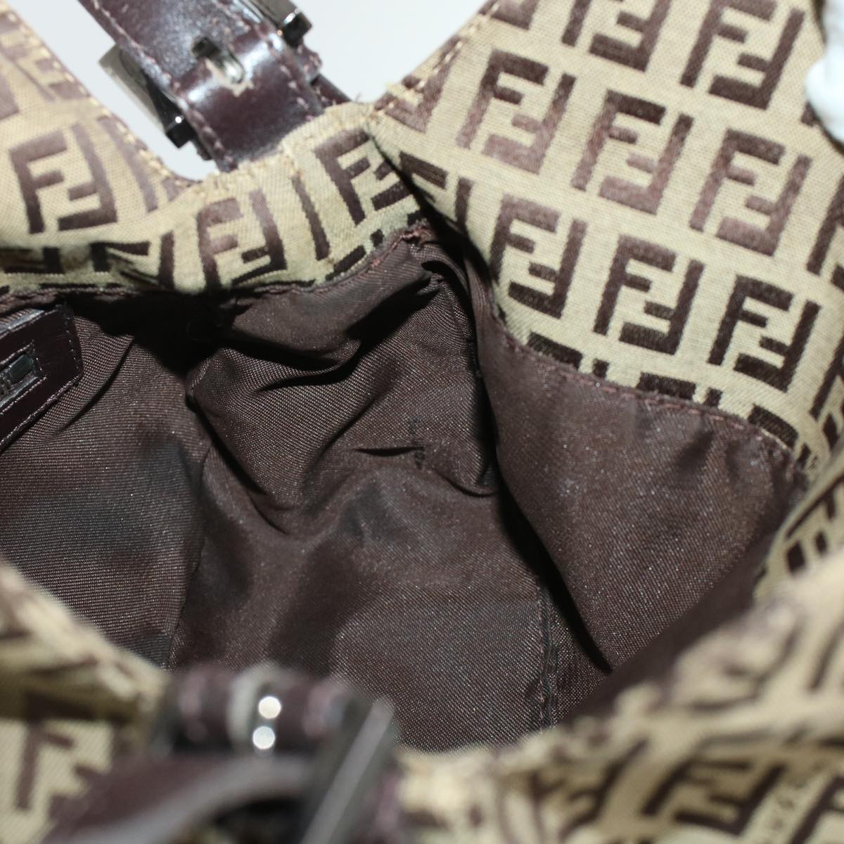 FENDI Zucchino Canvas Mamma Baguette Shoulder Bag Beige yk7232