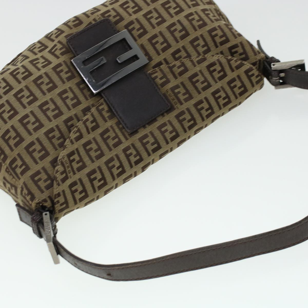 FENDI Zucchino Canvas Mamma Baguette Shoulder Bag Beige yk7232