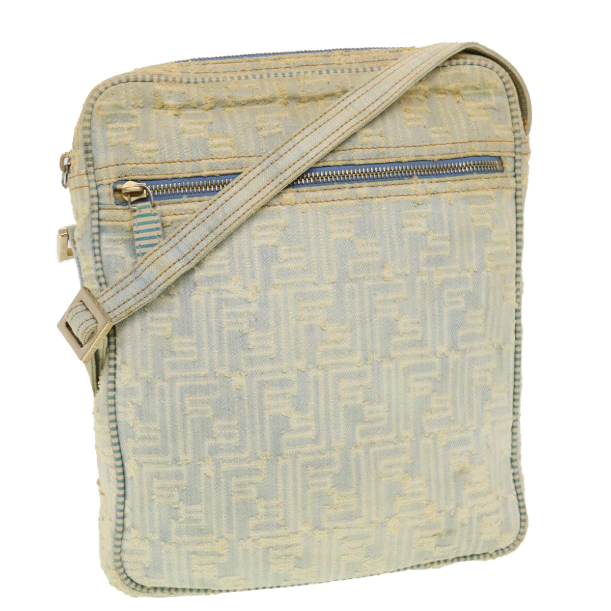 FENDI Zucca Canvas Shoulder Bag Blue yk7325