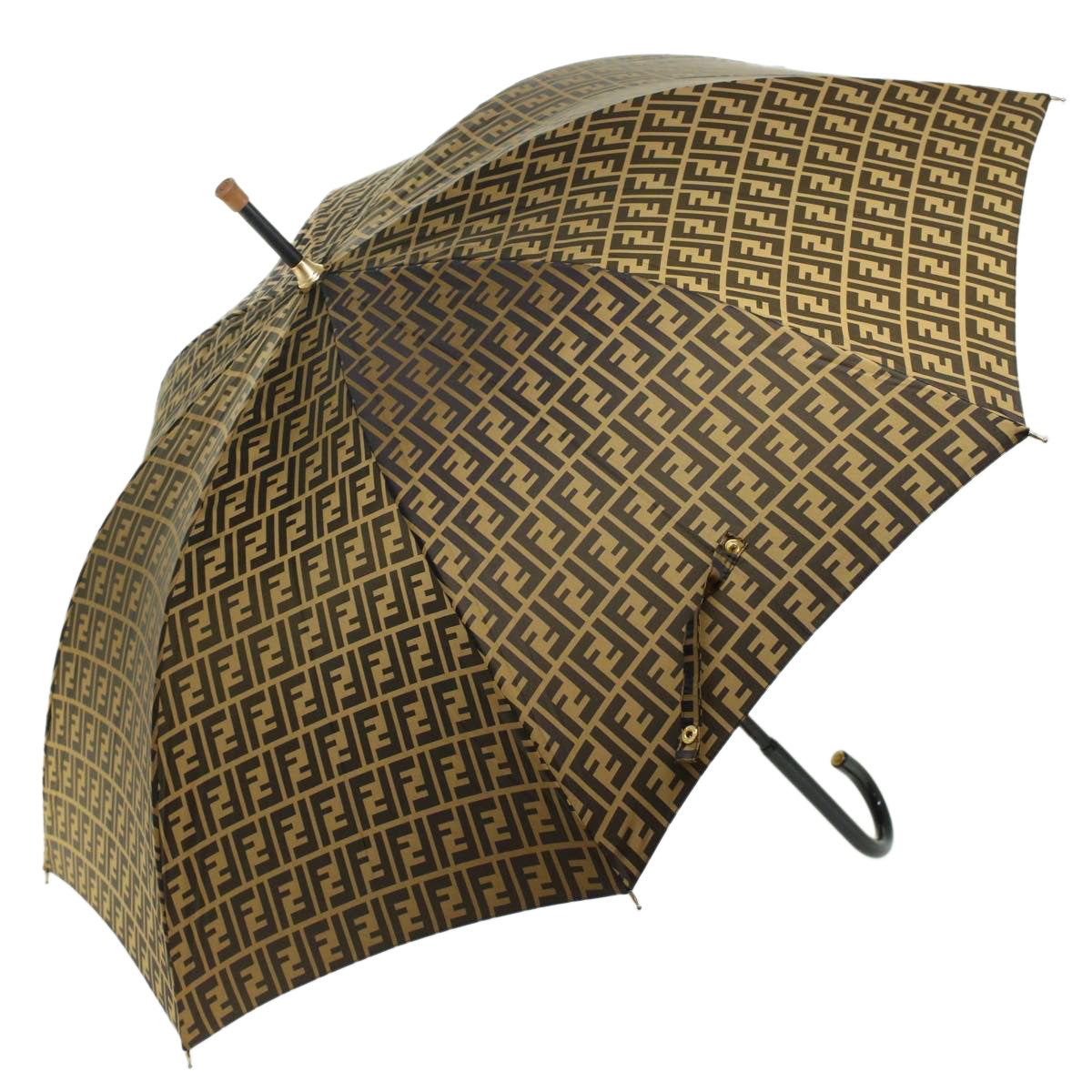 FENDI Zucca Canvas Umbrella Nylon Brown Black yk7408B
