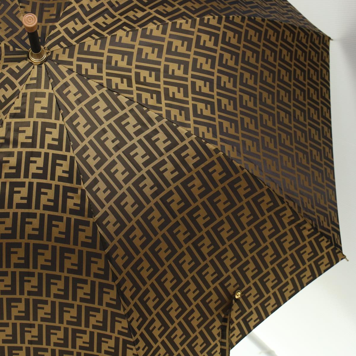 FENDI Zucca Canvas Umbrella Nylon Brown Black yk7408B