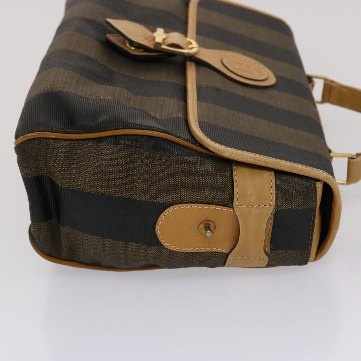 FENDI Pecan Canvas Hand Bag Black Brown yk7457