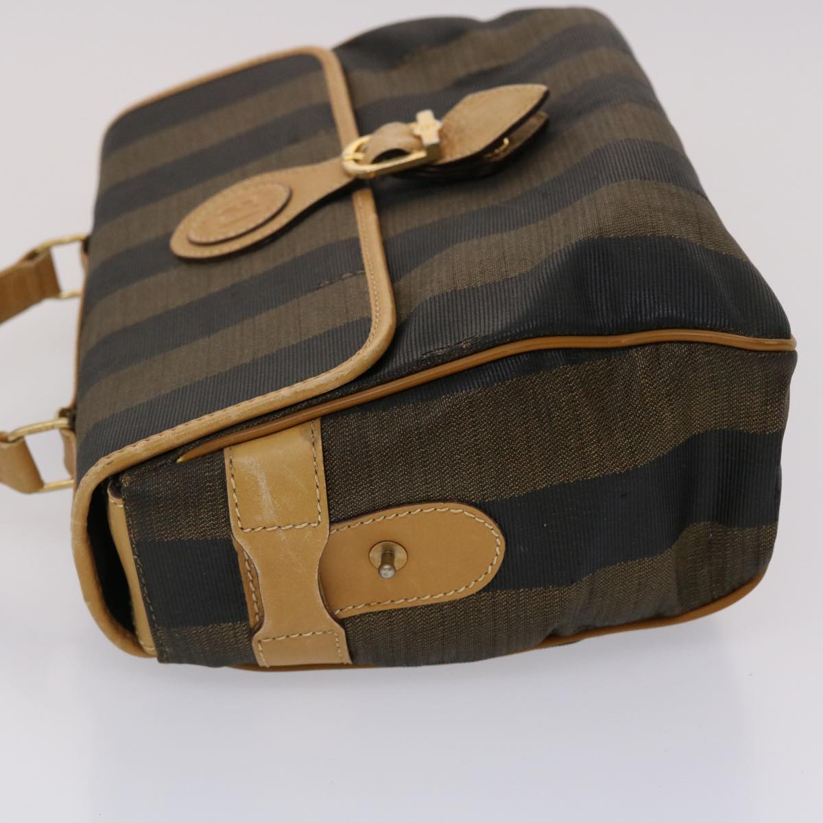 FENDI Pecan Canvas Hand Bag Black Brown yk7457