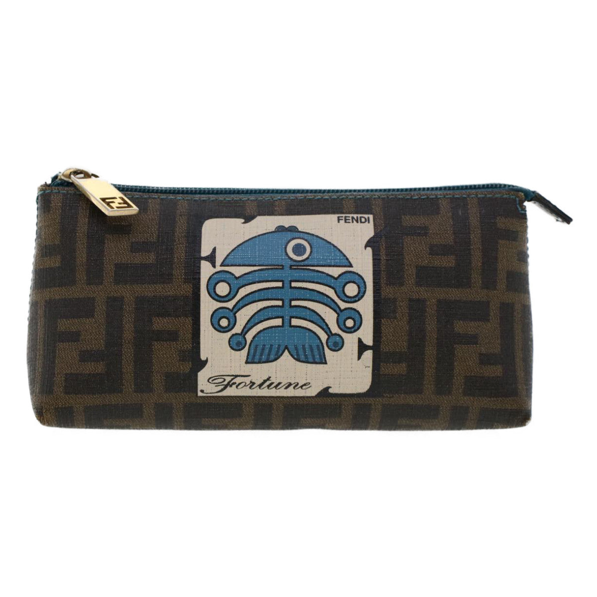 FENDI Zucca Canvas Pouch Black Brown yk7489