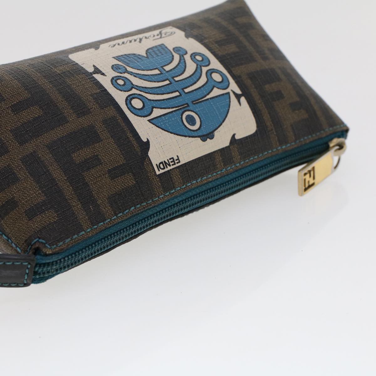 FENDI Zucca Canvas Pouch Black Brown yk7489