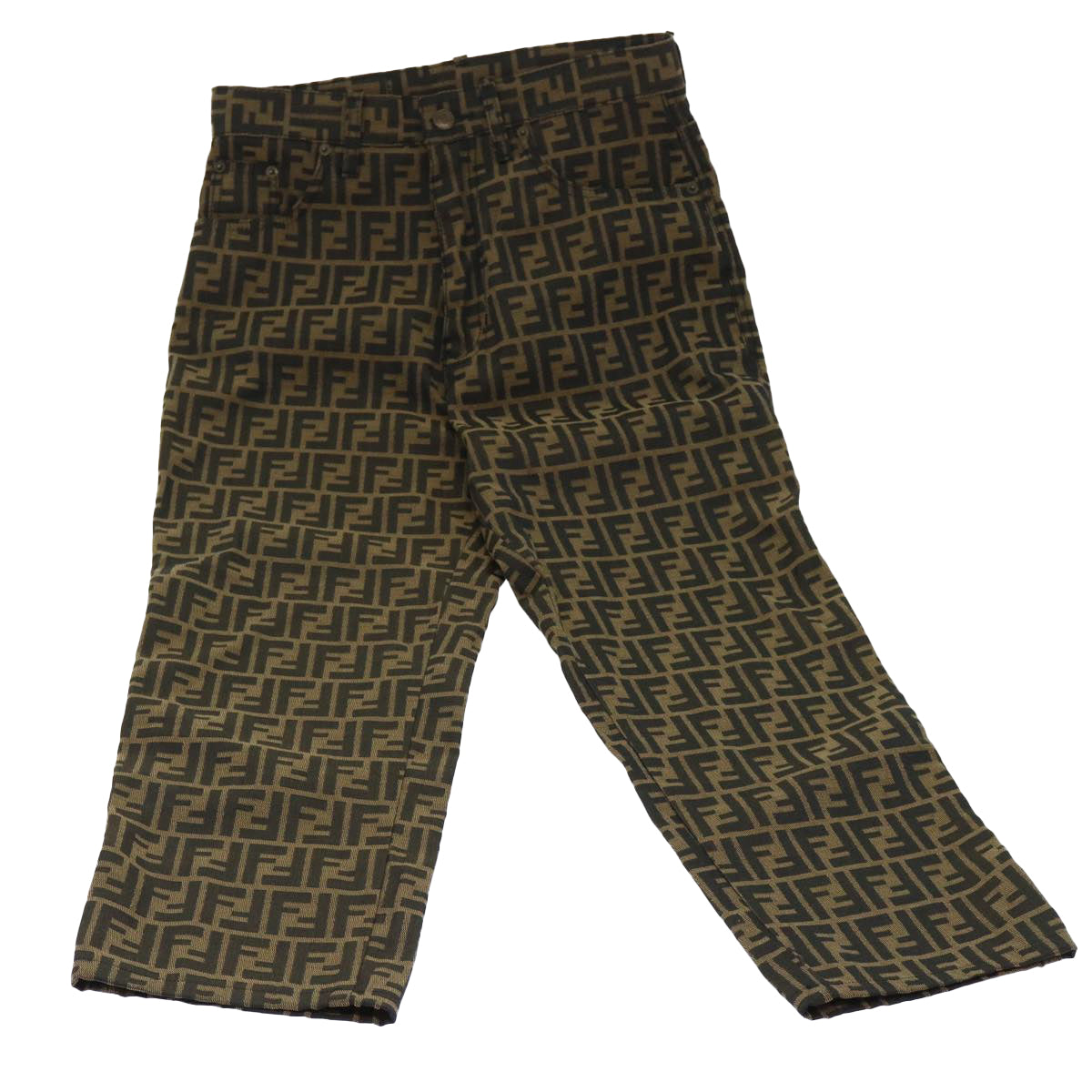 FENDI Zucca Canvas Pants S Black Brown yk7500