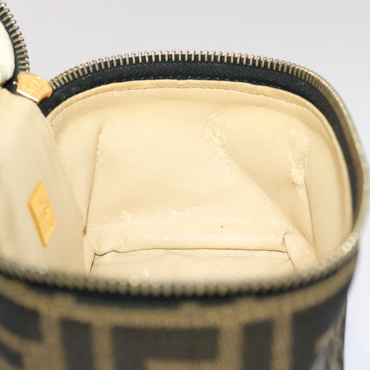 FENDI Zucca Canvas Vanity Cosmetic Pouch Black Brown 2349-26576-089 yk7547B
