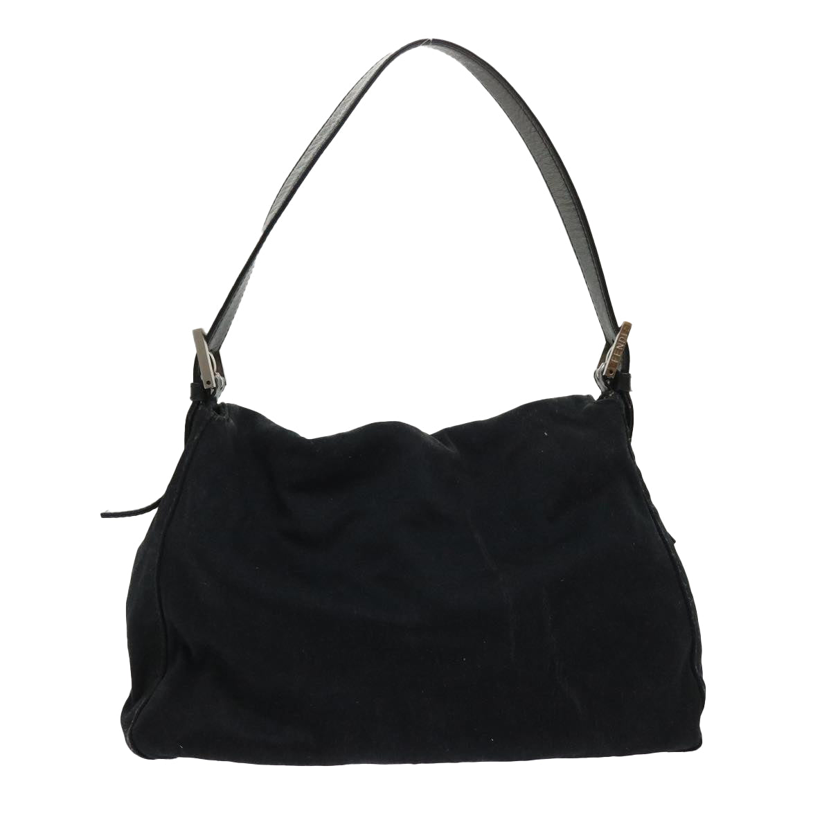 FENDI Mamma Baguette Shoulder Bag Nylon Leather Black yk7563B
