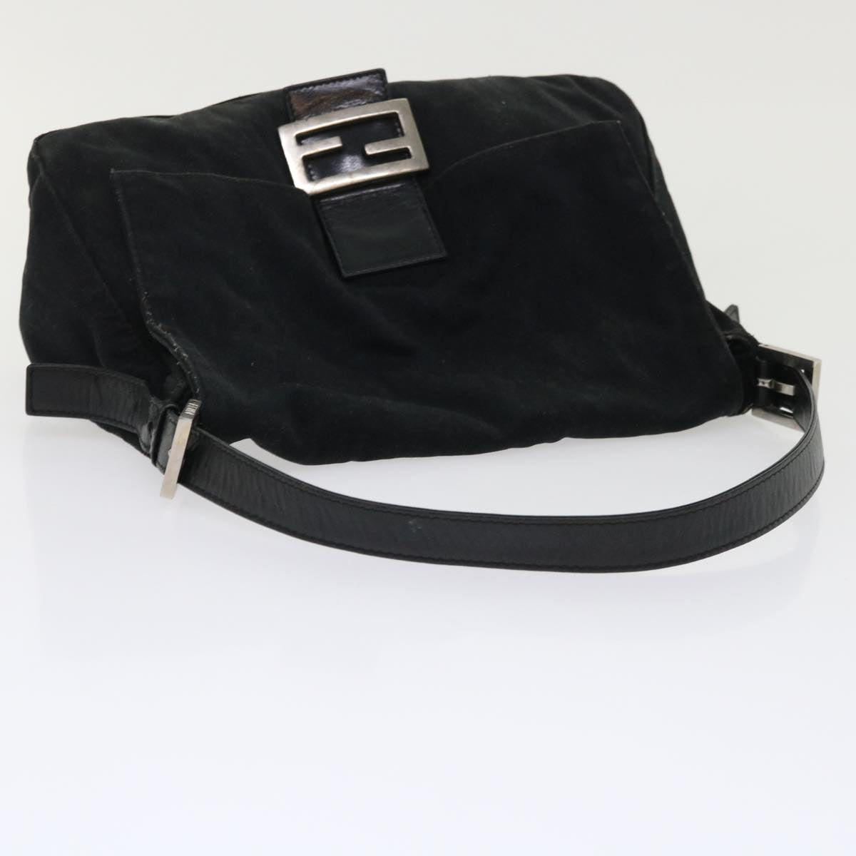 FENDI Mamma Baguette Shoulder Bag Nylon Leather Black yk7563B