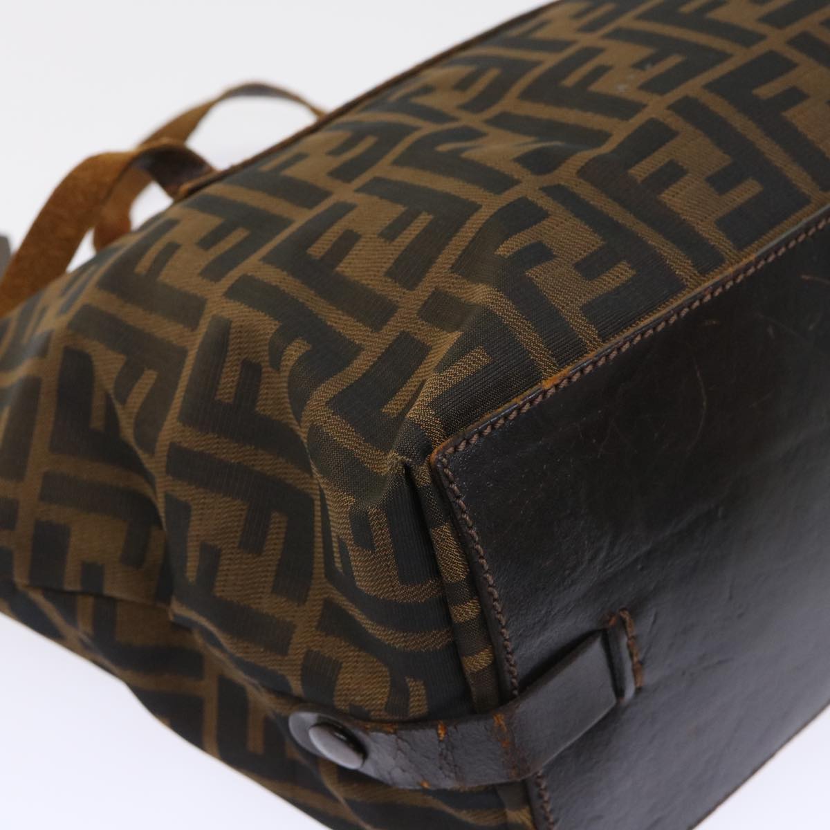 FENDI Zucca Canvas Hand Bag Black Brown yk7844B