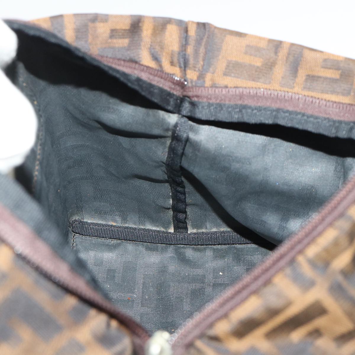 FENDI Zucca Canvas Hand Bag Black Brown yk7844B