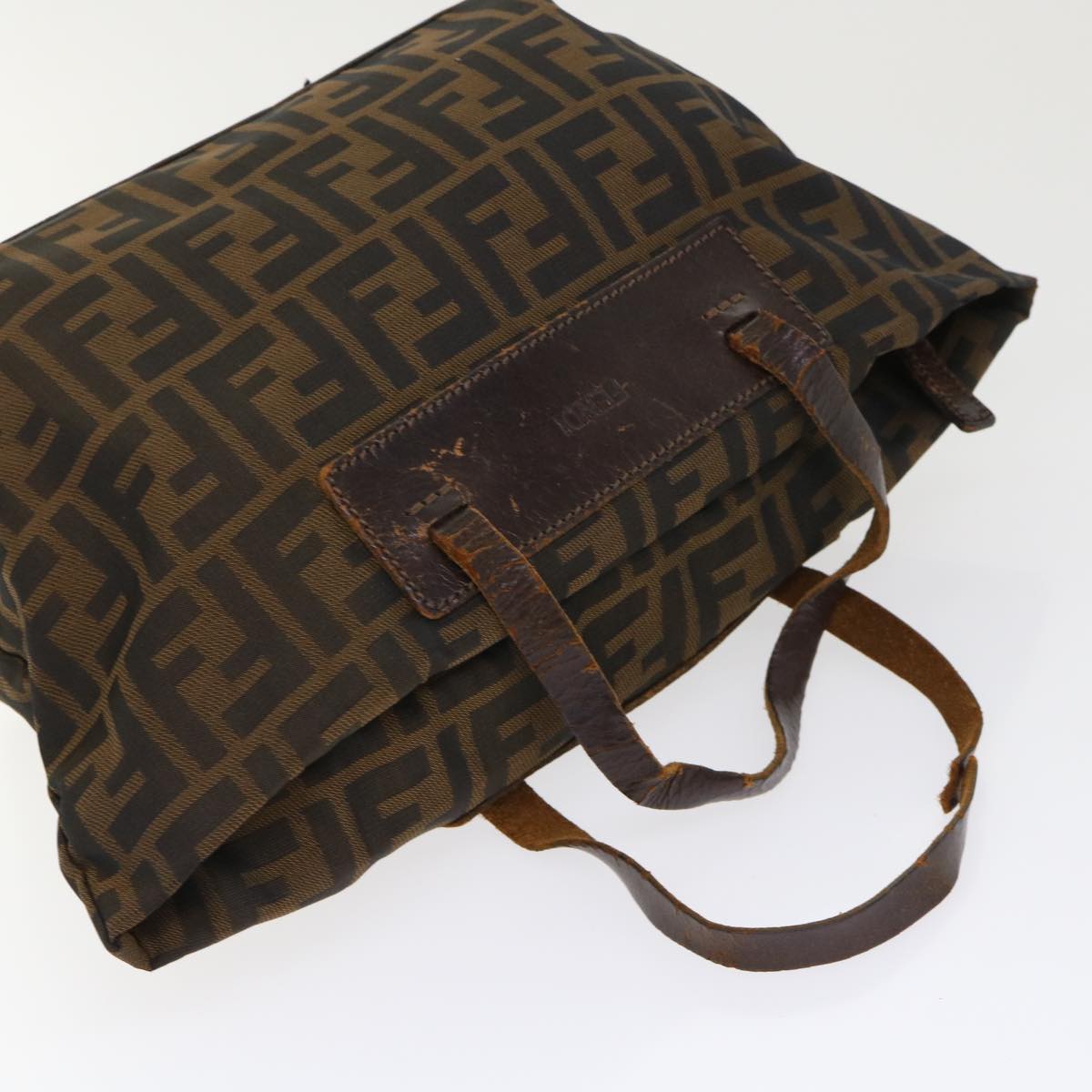 FENDI Zucca Canvas Hand Bag Black Brown yk7844B