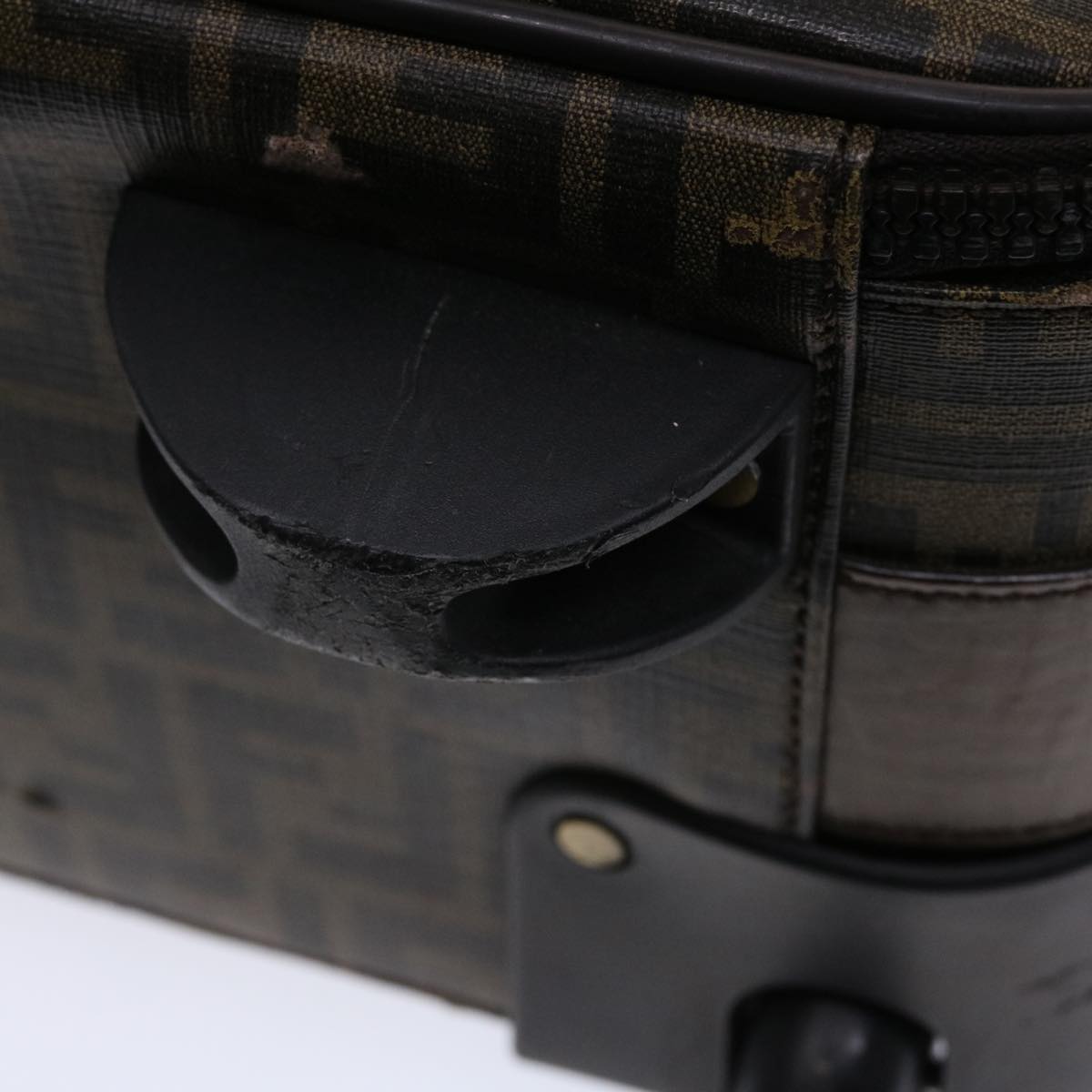 FENDI Zucca Canvas Suitcase PVC Leather Brown Black yk7848B