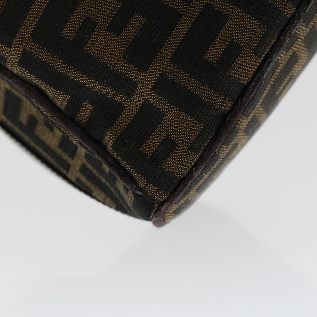 FENDI Zucca Canvas Hand Bag Nylon Brown Black yk7887