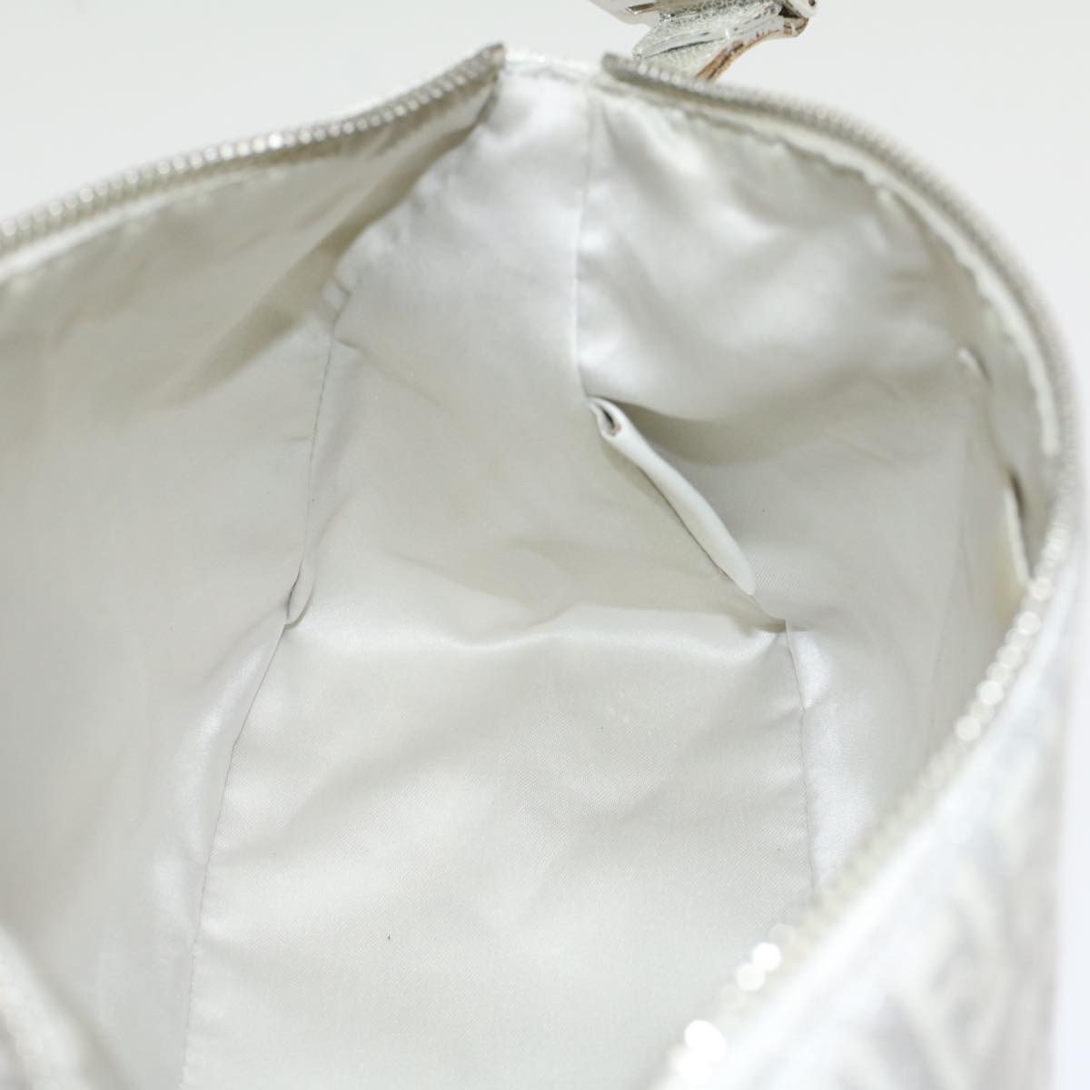 FENDI Zucchino Canvas Shoulder Bag Nylon Silver yk7899