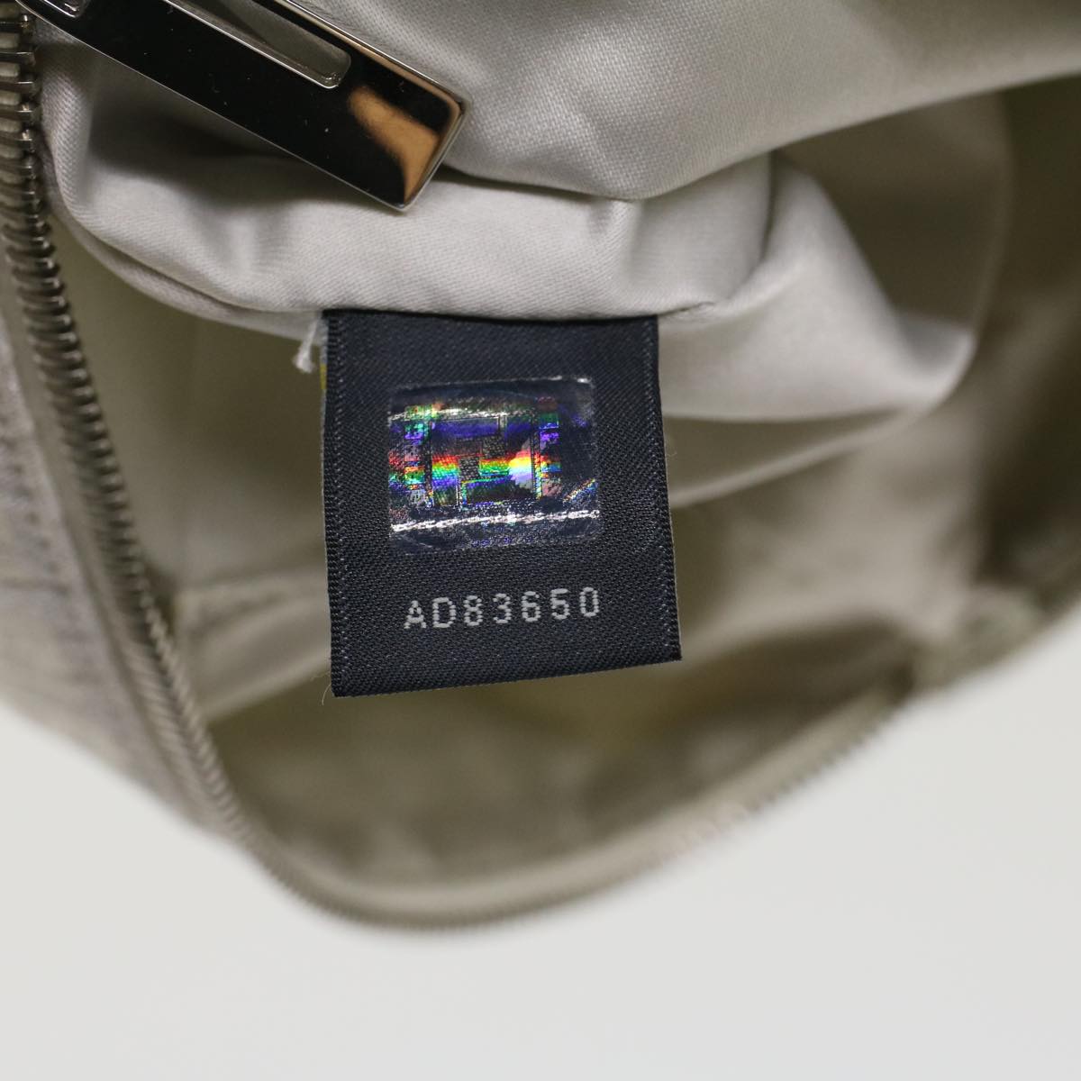 FENDI Zucchino Canvas Shoulder Bag Nylon Silver yk7899