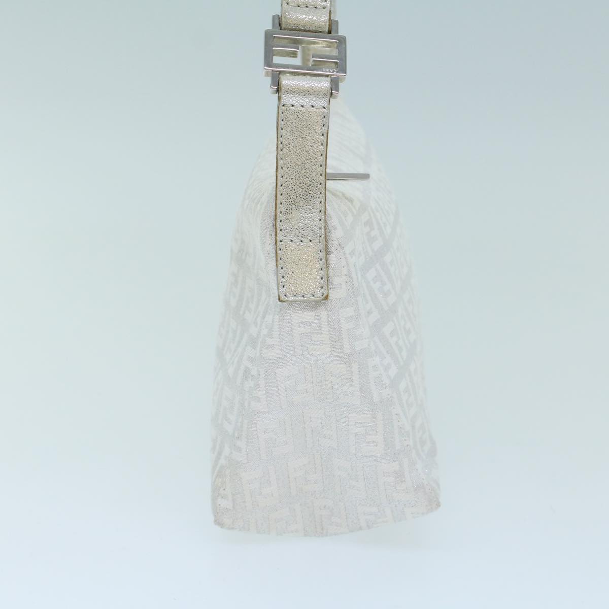 FENDI Zucchino Canvas Shoulder Bag Nylon Silver yk7899