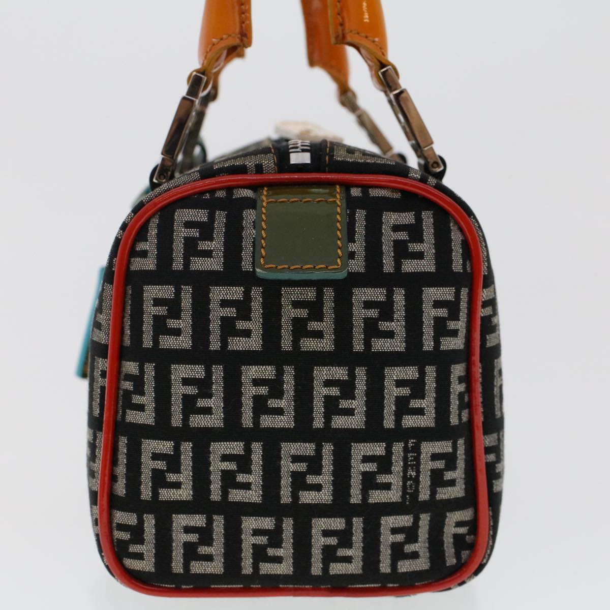 FENDI Zucchino Canvas Mini Boston Bag Black Multicolor yk7905