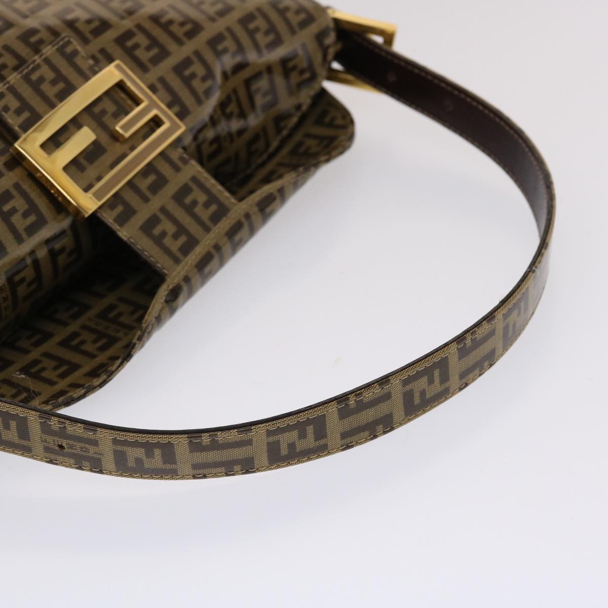 FENDI Zucchino Canvas Mamma Baguette Shoulder Bag Brown yk7943