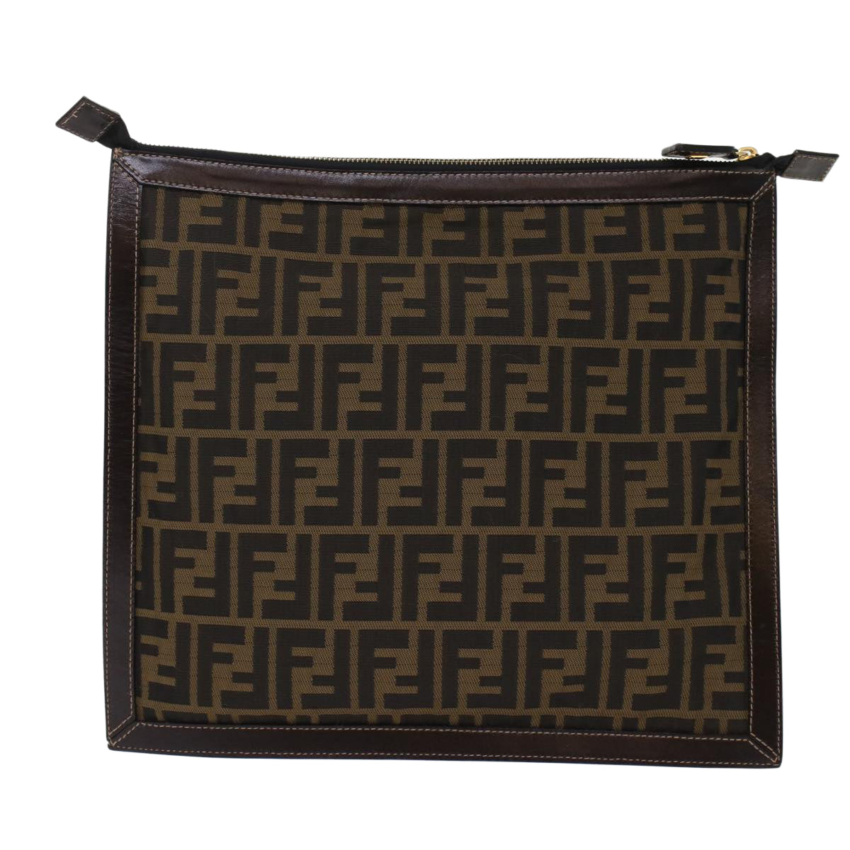 FENDI Zucca Canvas Clutch Bag Black Brown yk7944