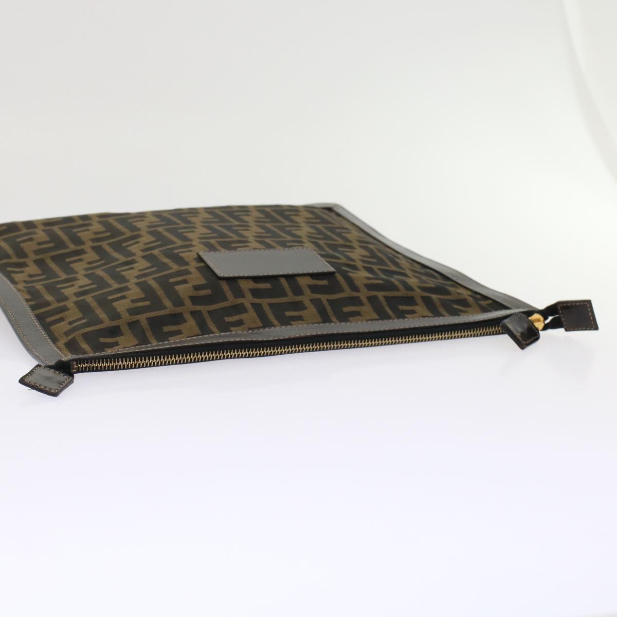 FENDI Zucca Canvas Clutch Bag Black Brown yk7944